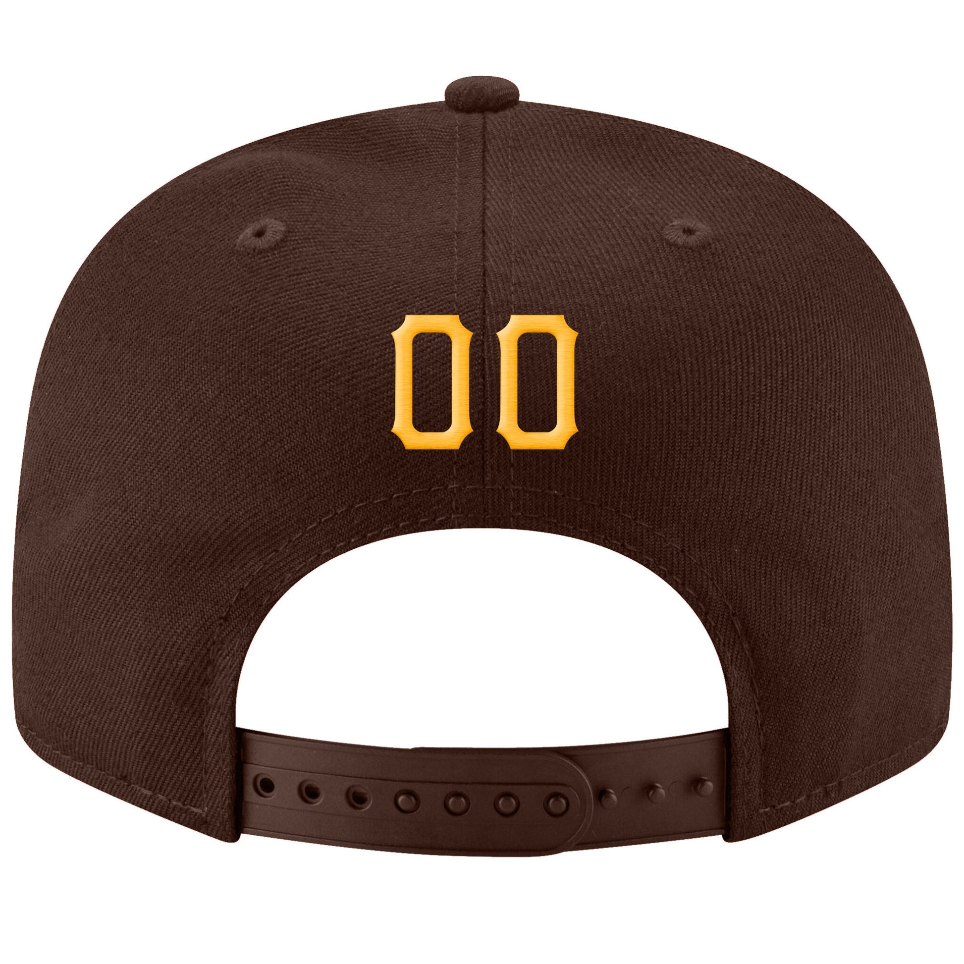 Custom Brown Gold-White Stitched Adjustable Snapback Hat view 3