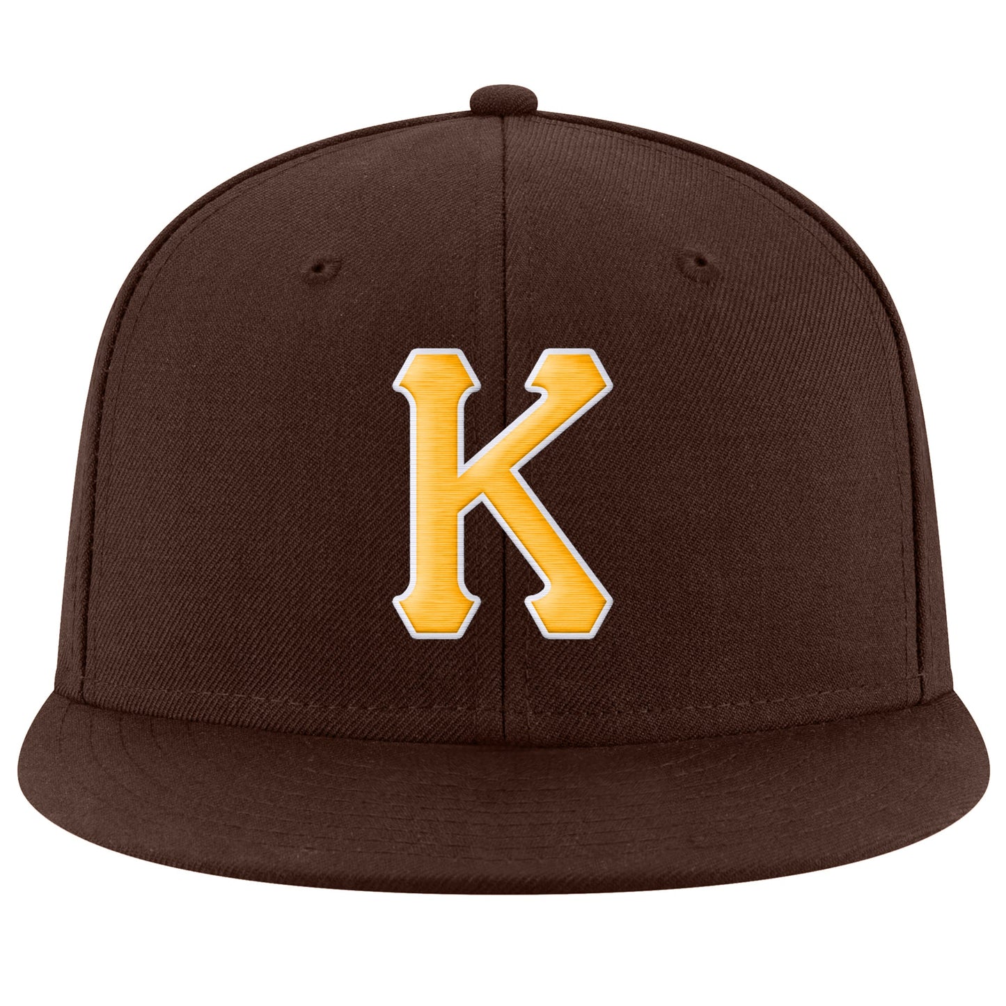 Custom Brown Gold-White Stitched Adjustable Snapback Hat view 2
