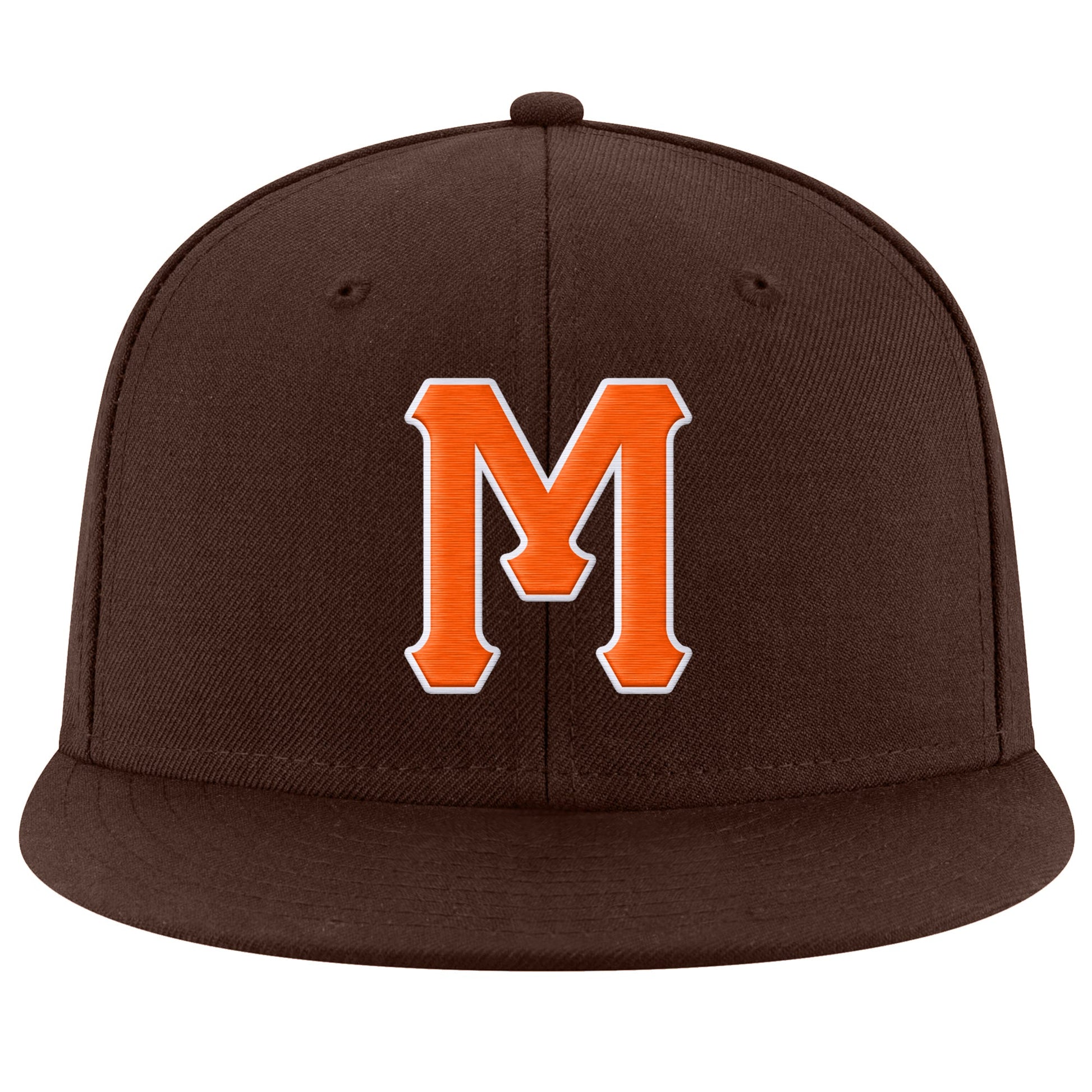 Custom Brown Orange-White Stitched Adjustable Snapback Hat view 2