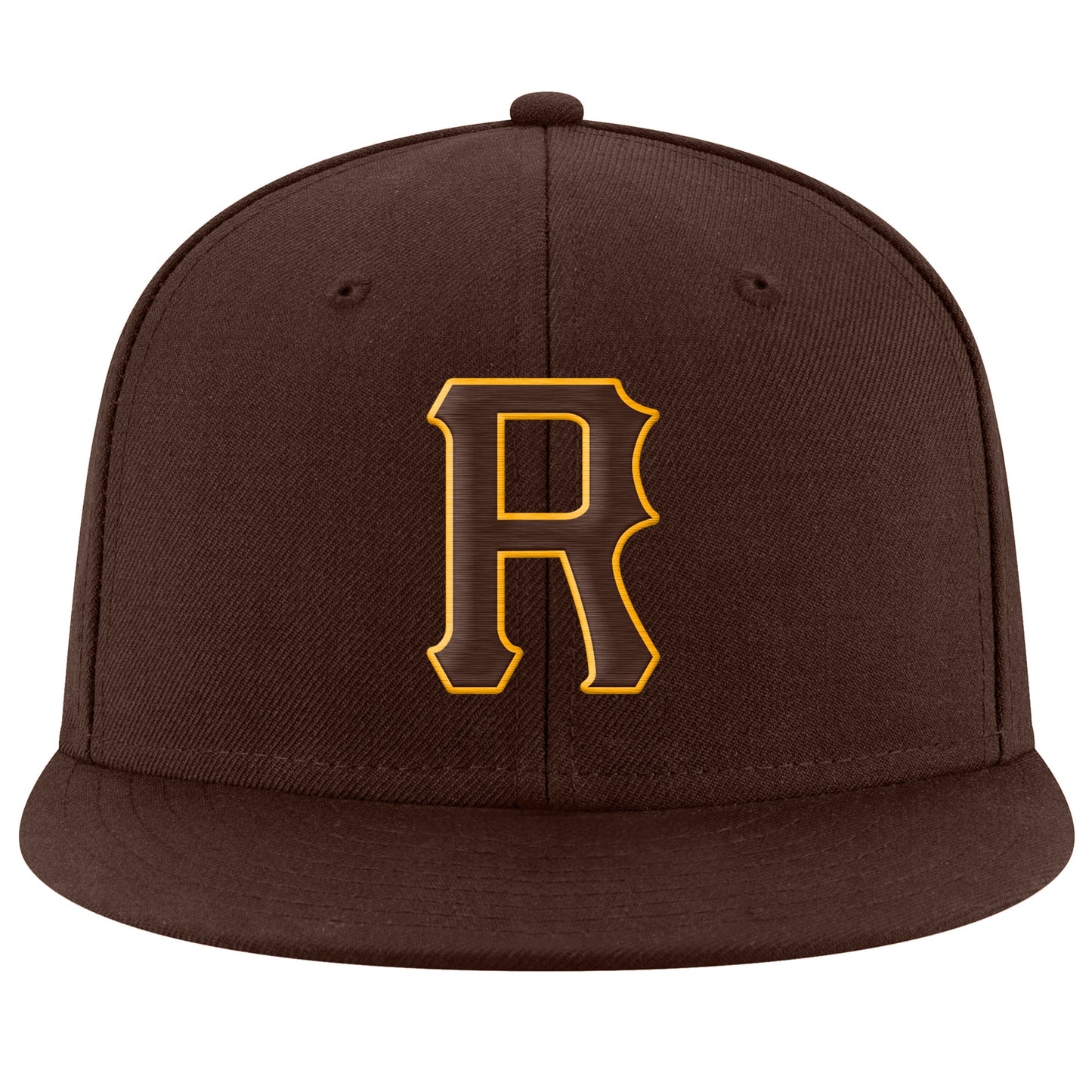 Custom Brown Brown-Gold Stitched Adjustable Snapback Hat view 2