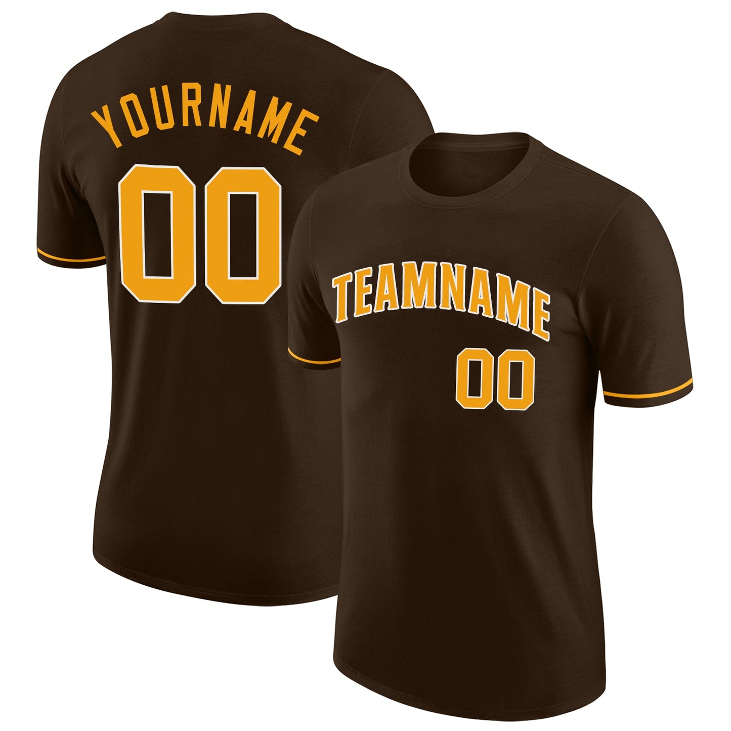 Custom Brown Gold-White Performance T-Shirt - Main View
