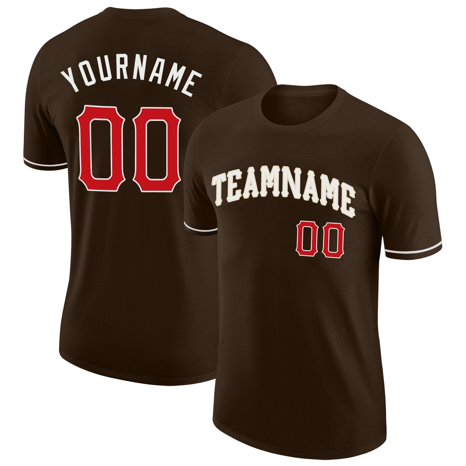 Custom Brown Red-Cream Performance T-Shirt - Main View