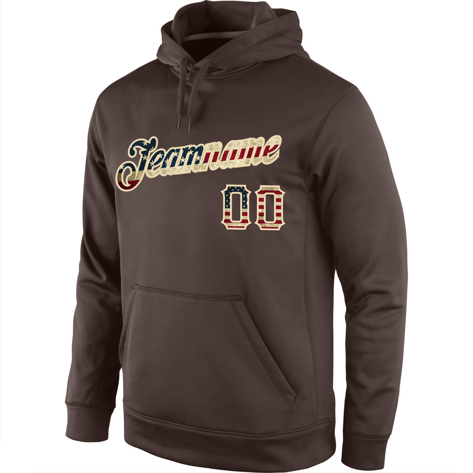 Custom Stitched Brown Vintage USA Flag-Cream Sports Pullover Sweatshirt Hoodie view 2