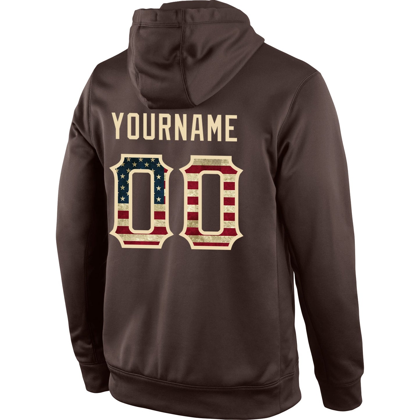 Custom Stitched Brown Vintage USA Flag-Cream Sports Pullover Sweatshirt Hoodie view 3