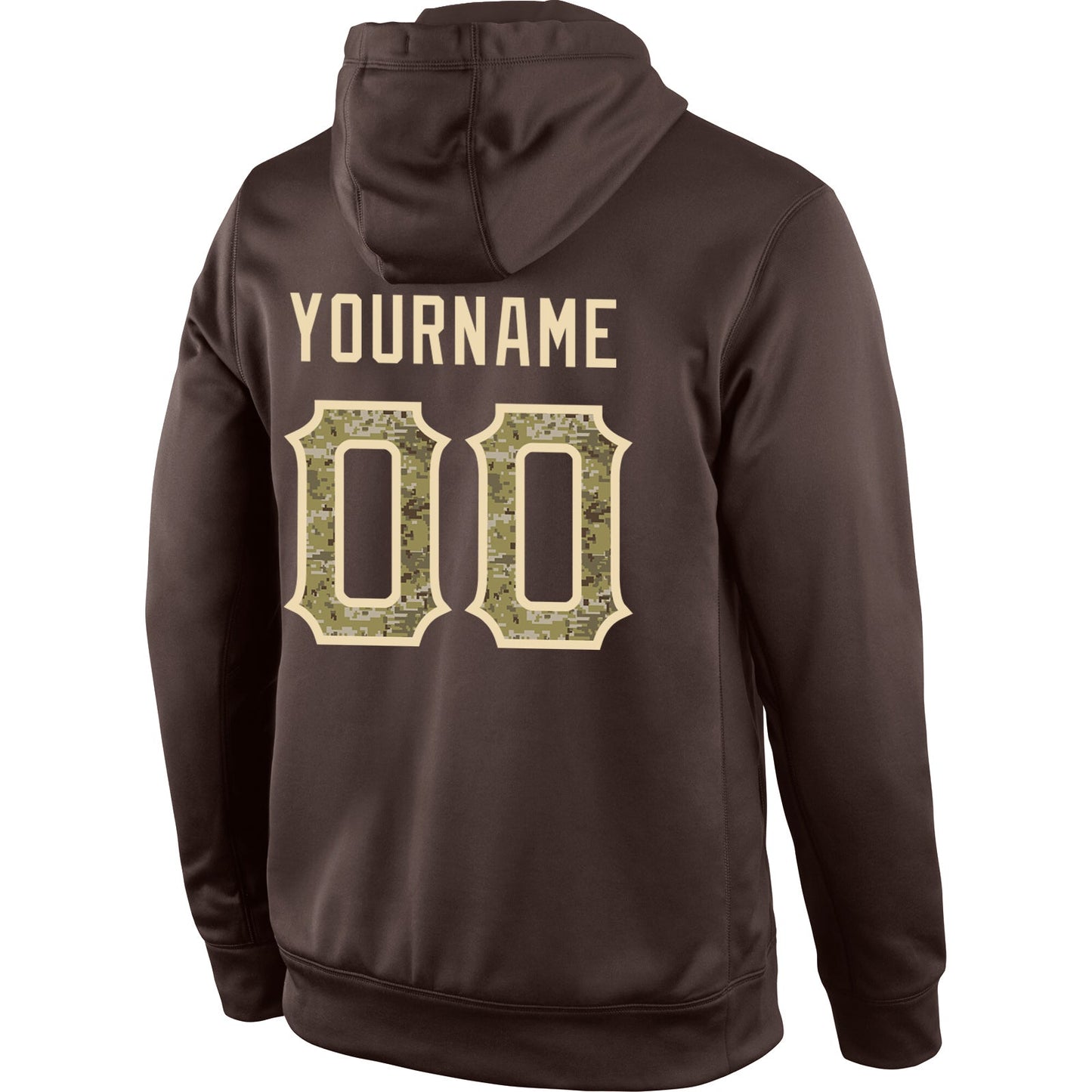Custom Stitched Brown Camo-Cream Sports Pullover Sweatshirt Hoodie view 3