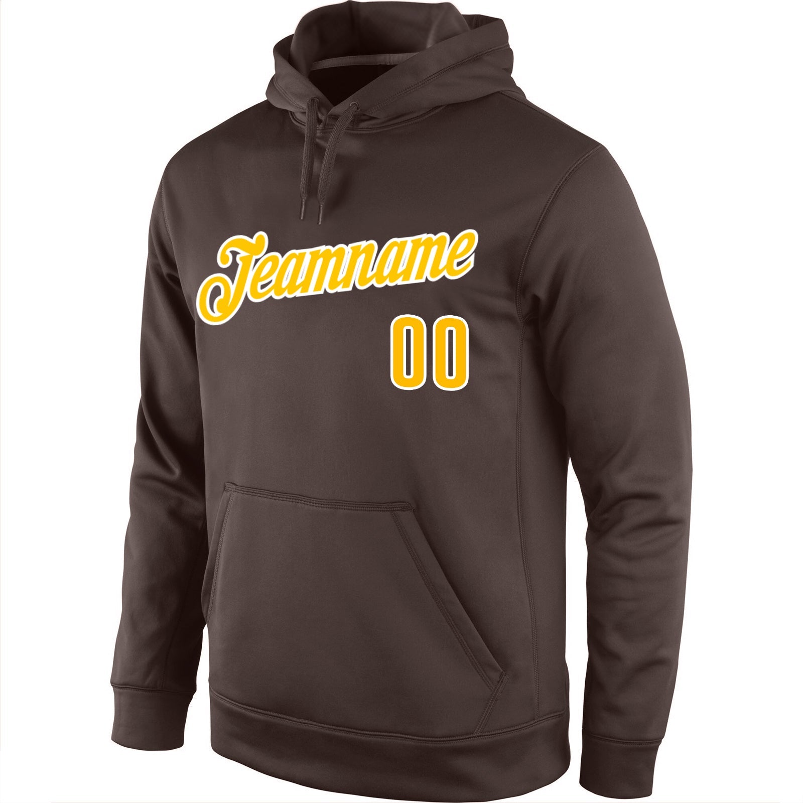 Custom Stitched Brown Gold-White Sports Pullover Sweatshirt Hoodie view 2