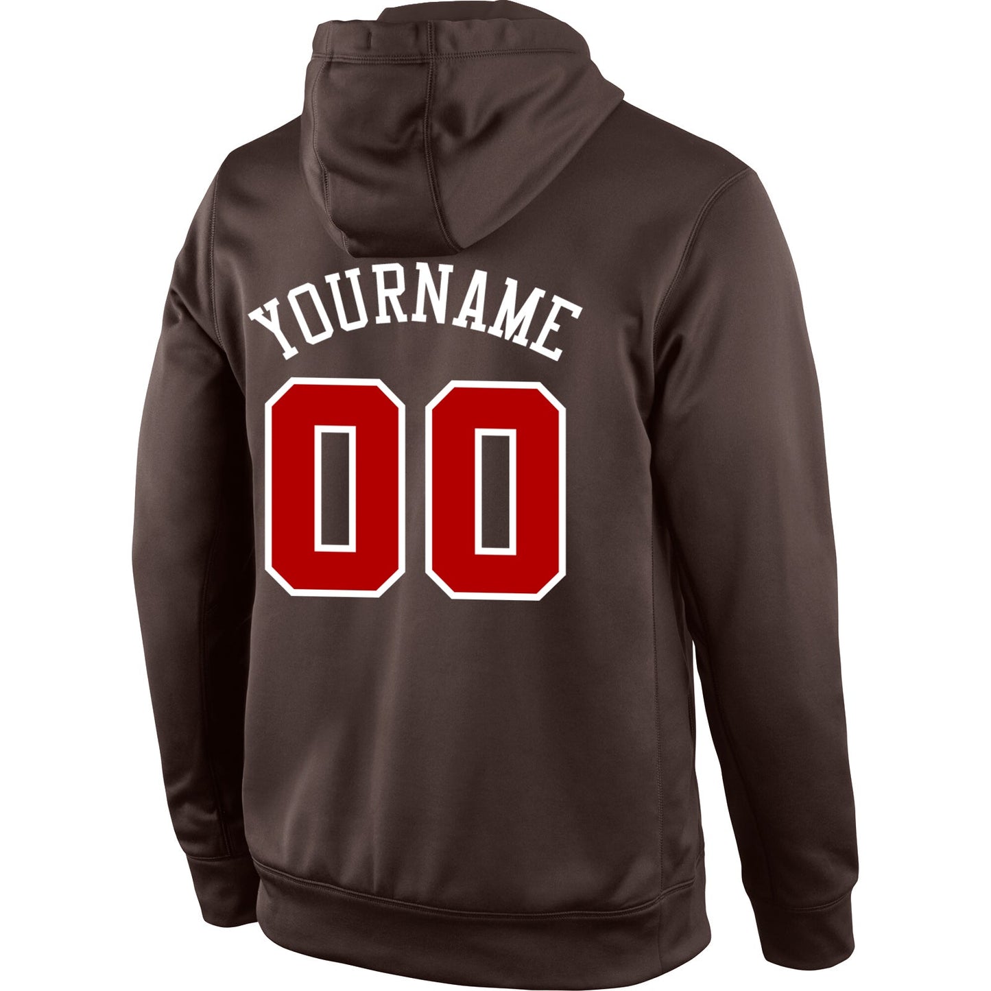 Custom Stitched Brown Red-White Sports Pullover Sweatshirt Hoodie view 3