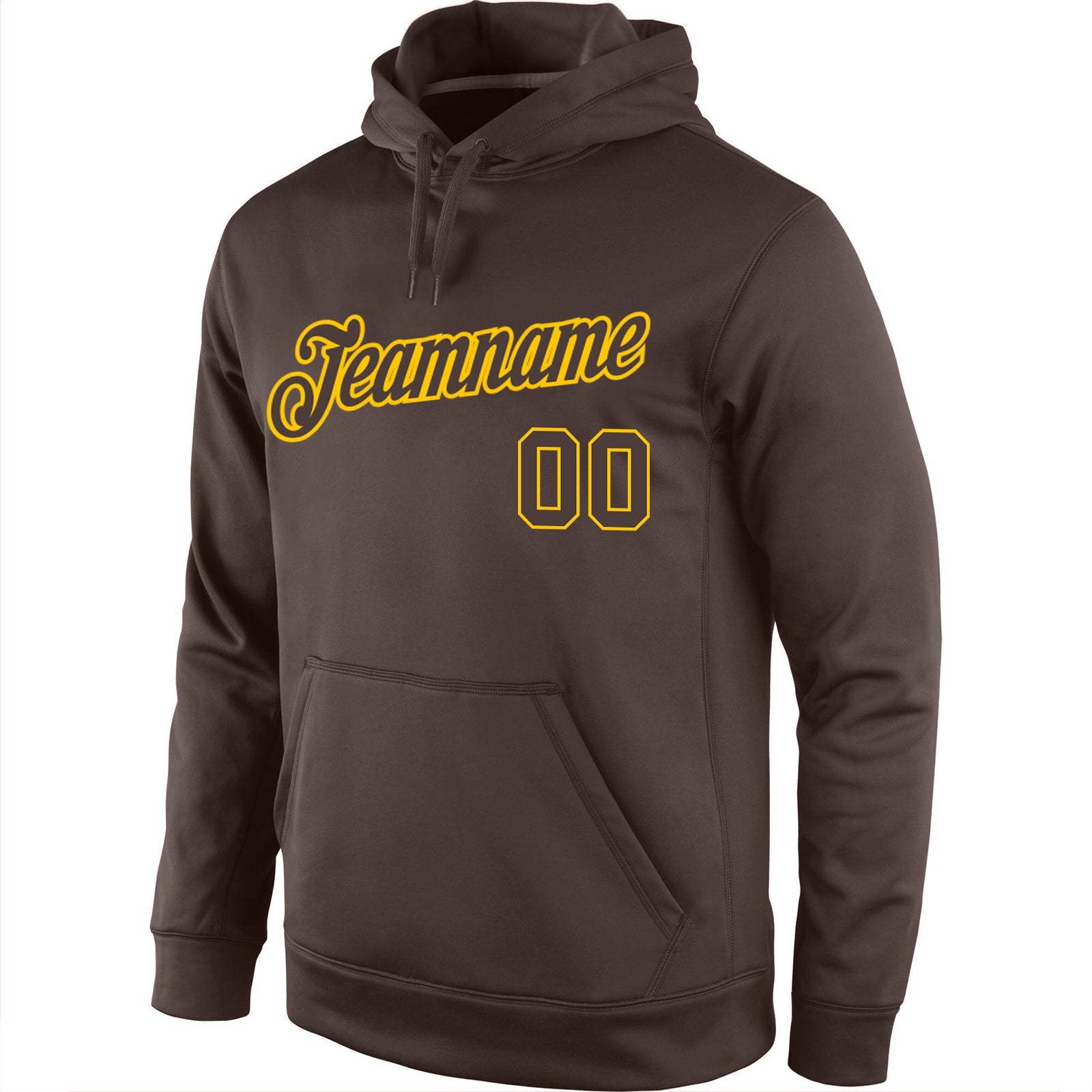 Custom Stitched Brown Brown-Gold Sports Pullover Sweatshirt Hoodie view 2