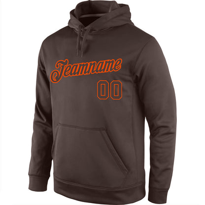 Custom Stitched Brown Brown-Orange Sports Pullover Sweatshirt Hoodie view 2