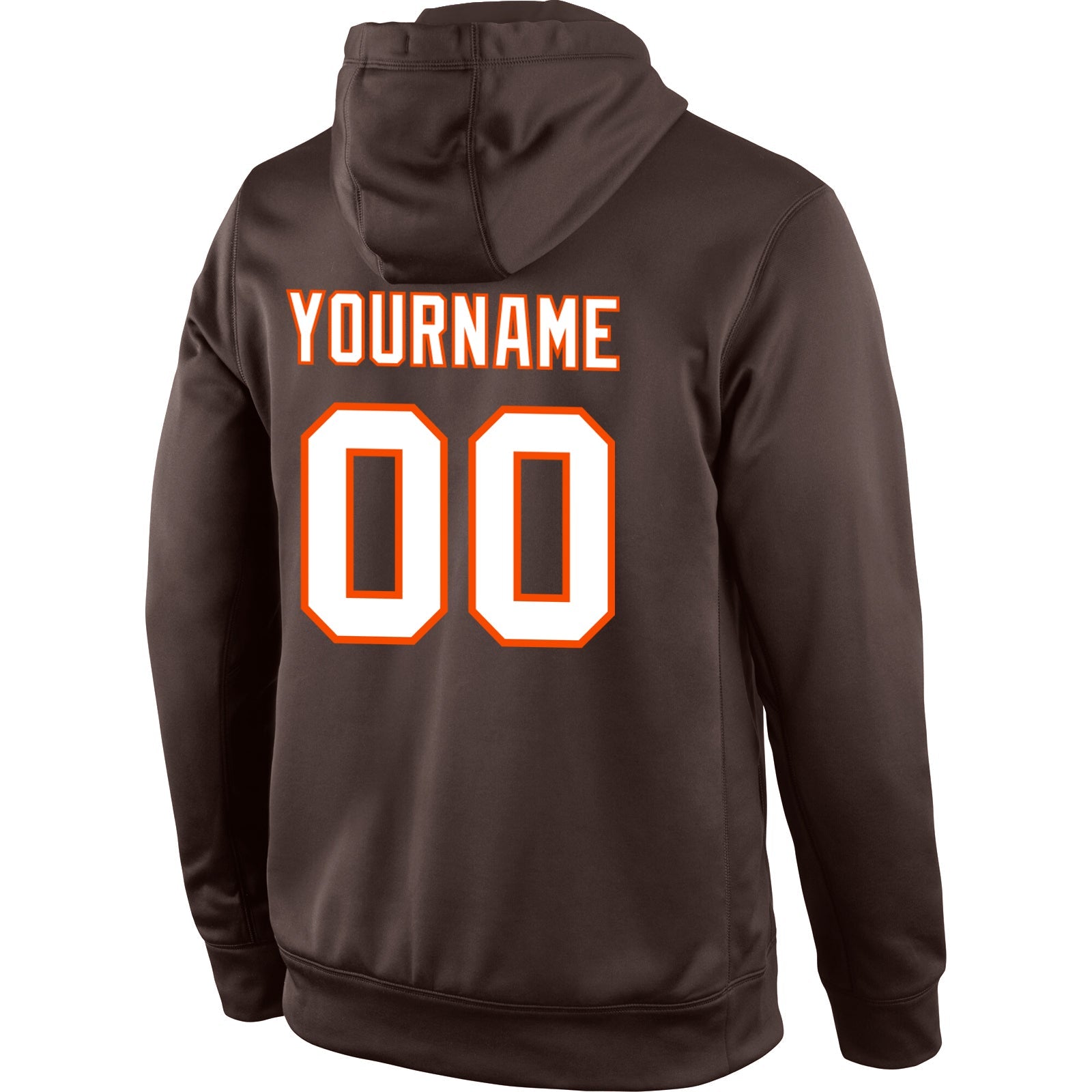 Custom Stitched Brown White-Orange Sports Pullover Sweatshirt Hoodie view 3