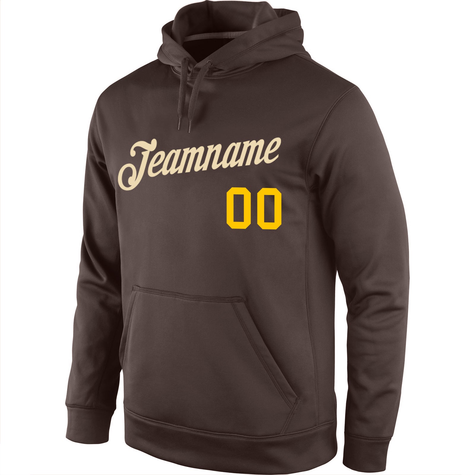 Custom Stitched Brown Cream-Gold Sports Pullover Sweatshirt Hoodie view 2