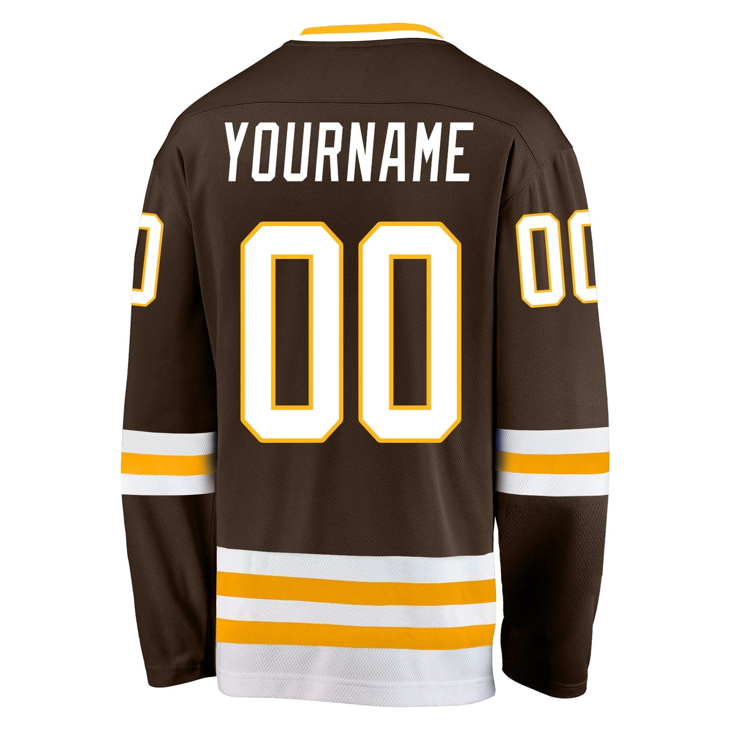 Custom Brown White-Gold Hockey Jersey view 3