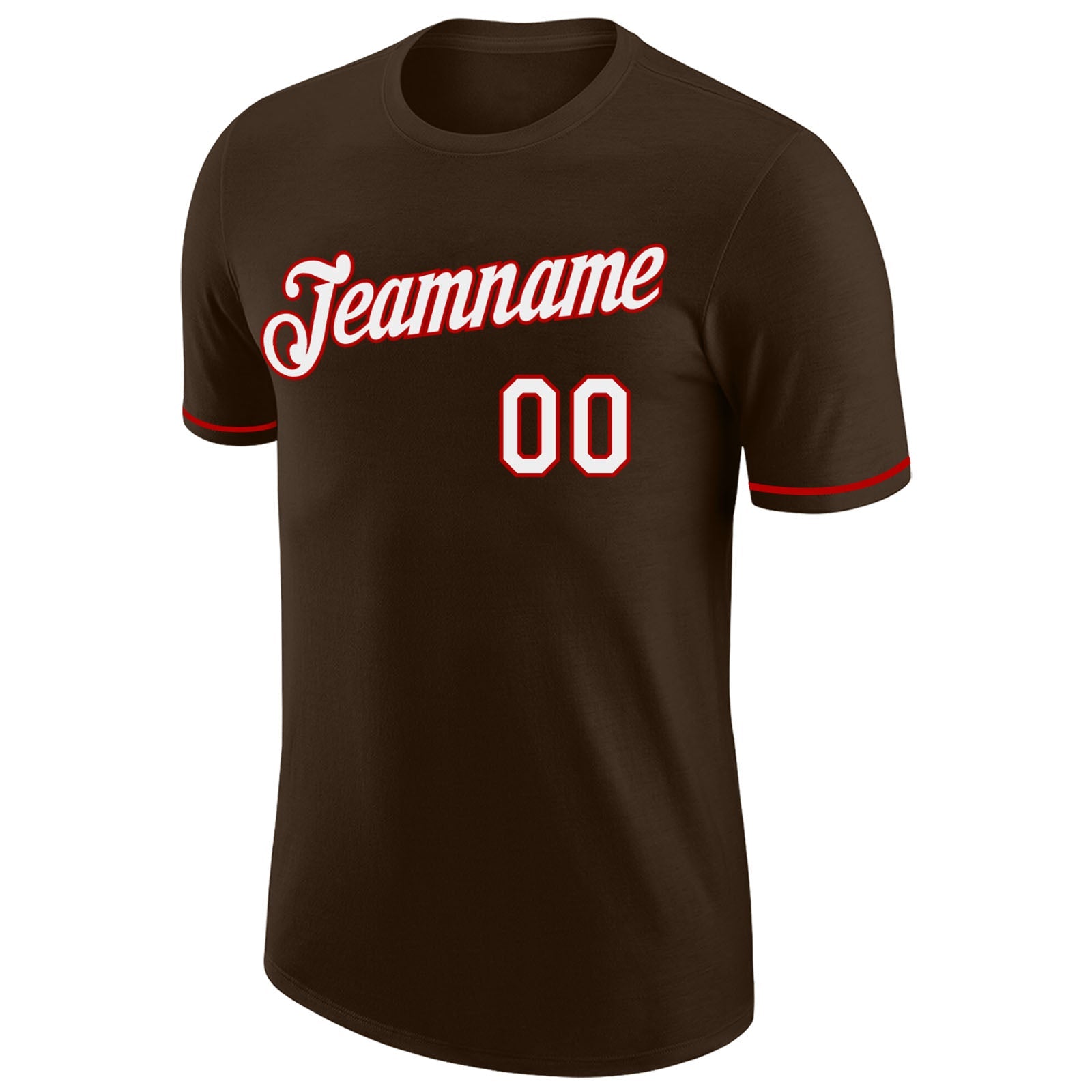 Custom Brown White-Red Performance T-Shirt view 5