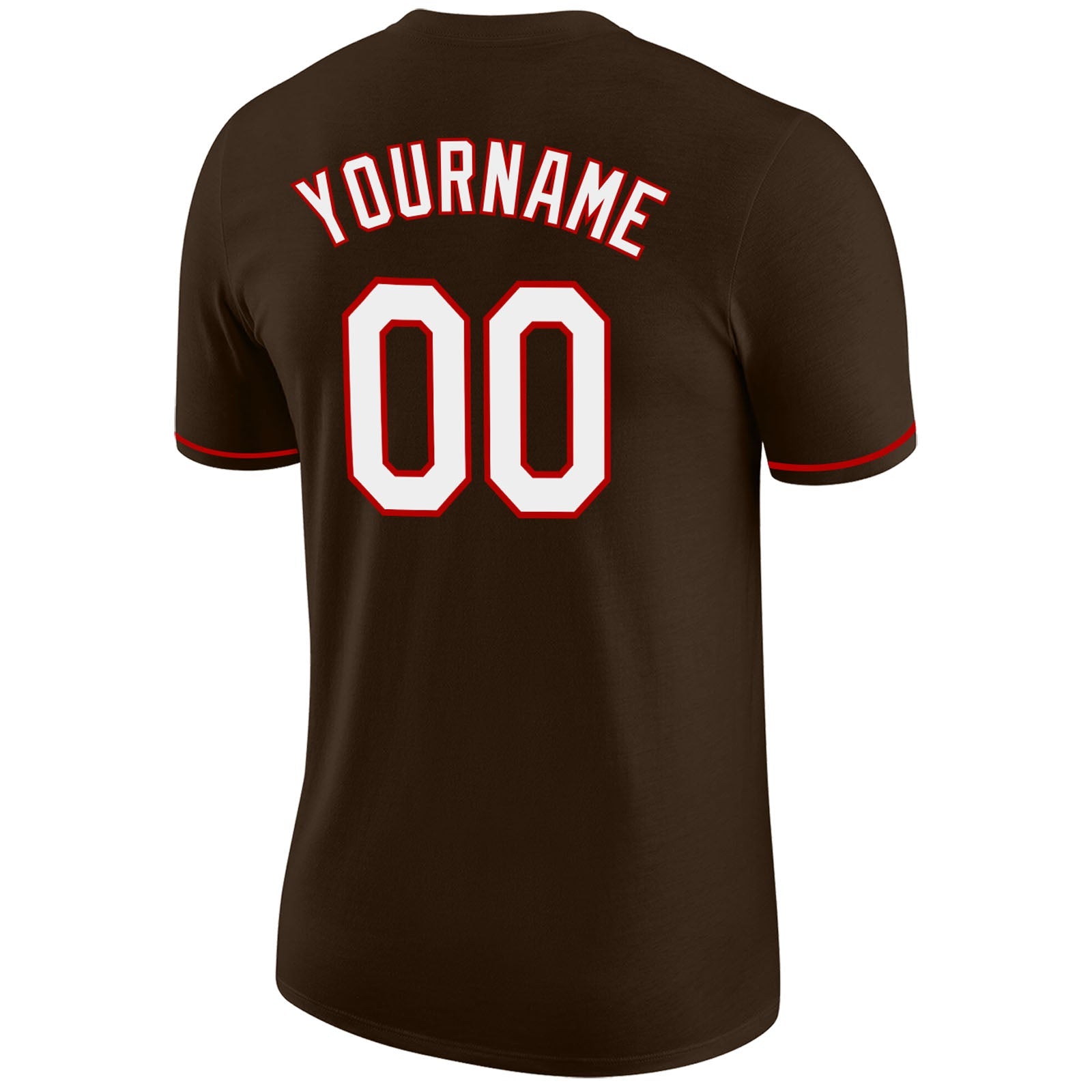 Custom Brown White-Red Performance T-Shirt view 6