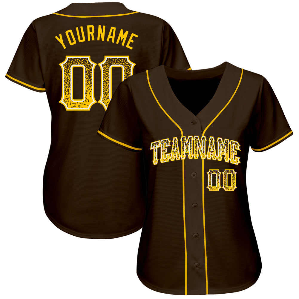 Custom Brown Gold-White Authentic Drift Fashion Baseball Jersey view 2
