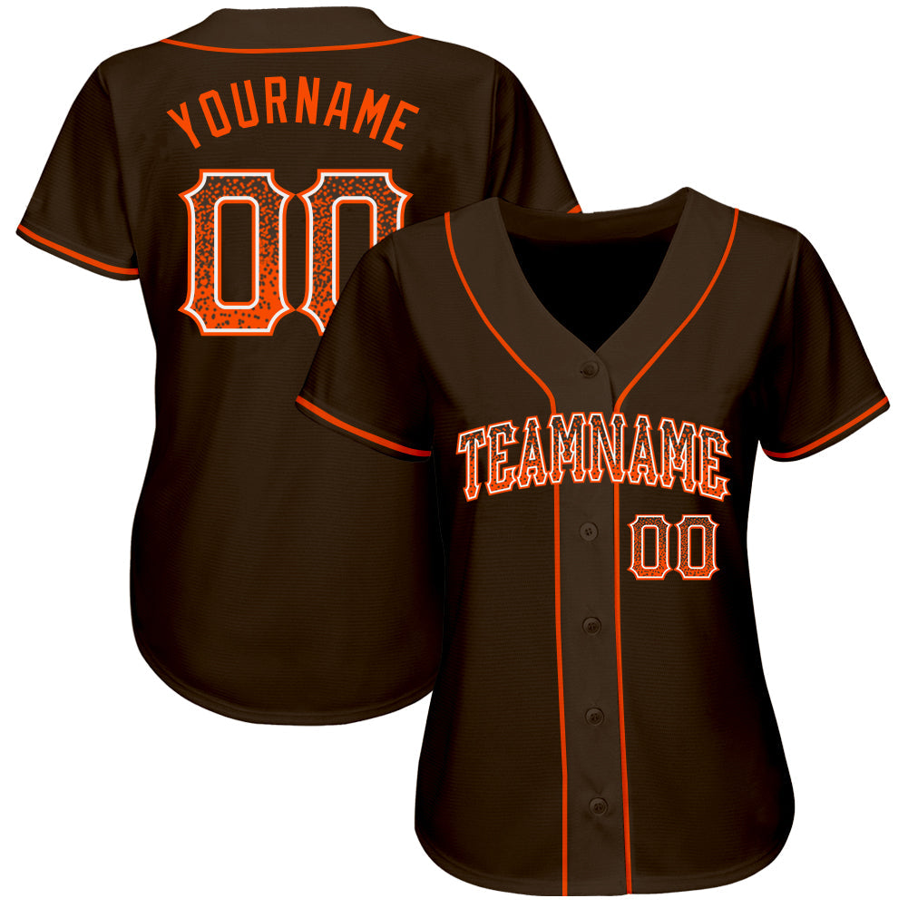 Custom Brown Orange-White Authentic Drift Fashion Baseball Jersey view 2