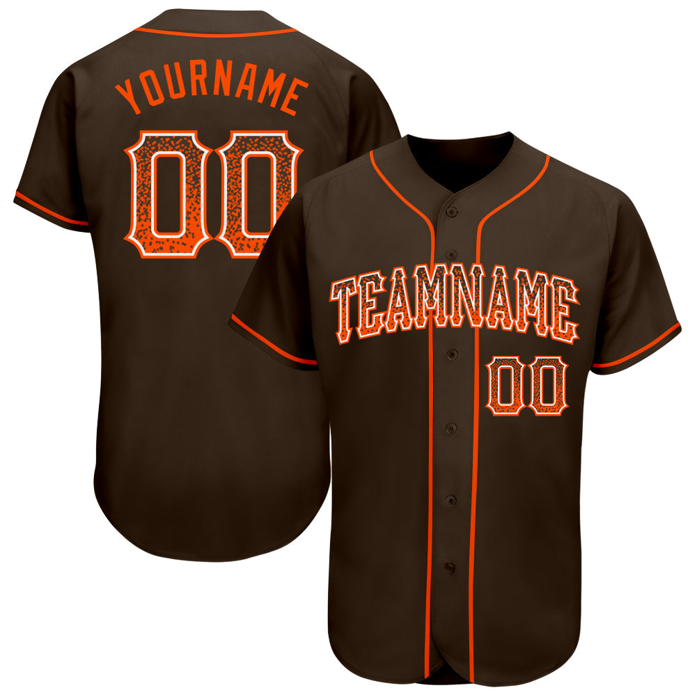 Custom Brown Orange-White Authentic Drift Fashion Baseball Jersey - Main View