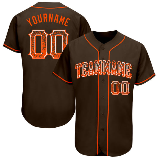 Custom Brown Orange-White Authentic Drift Fashion Baseball Jersey - Main View