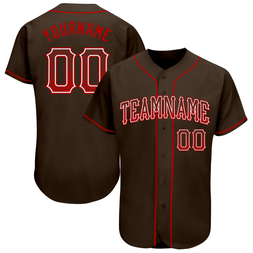 Custom Brown Red-White Authentic Drift Fashion Baseball Jersey - Main View