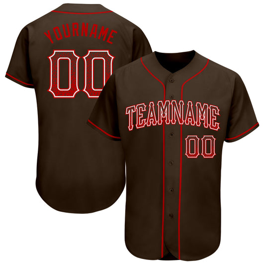 Custom Brown Red-White Authentic Drift Fashion Baseball Jersey - Main View