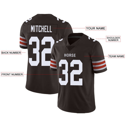 Custom C.Browns Football Jersey Team Player or Personalized Design Your Own Name for Men's Women's Youth Jerseys Brown view 4