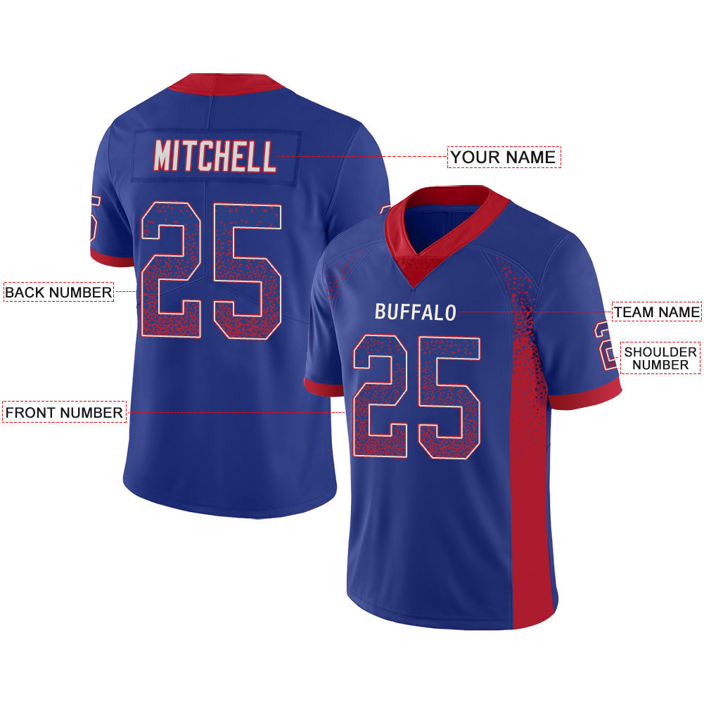 Custom B.Bills Stitched American Football Jerseys Personalize Birthday Gifts Blue Jersey view 2