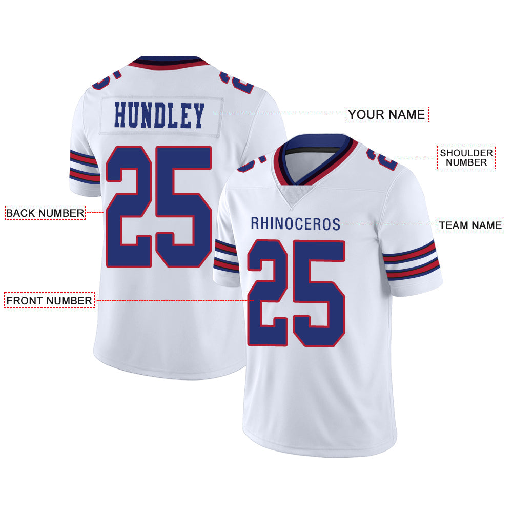Custom B.Bills Football Stitched American Jerseys Personalize Birthday Gifts White Jersey view 2