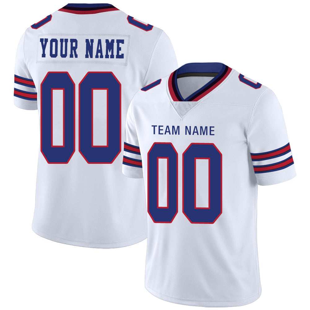 Custom B.Bills Football Stitched American Jerseys Personalize Birthday Gifts White Jersey - Main View