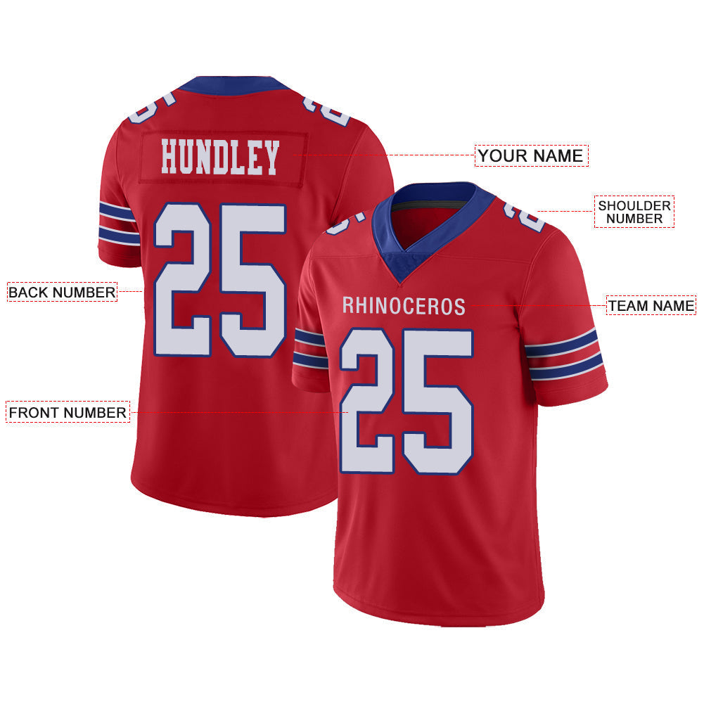 Custom B.Bills Stitched American Football Jerseys Personalize Birthday Gifts Red Jersey view 2