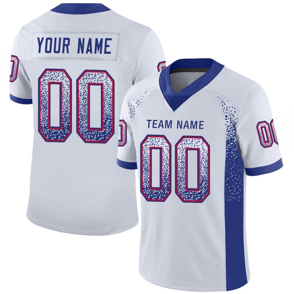 Custom White Royal-Red Drift Fashion Football Jersey - Main View