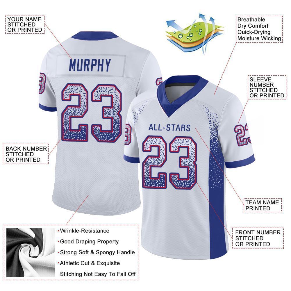 Custom White Royal-Red Drift Fashion Football Jersey view 3