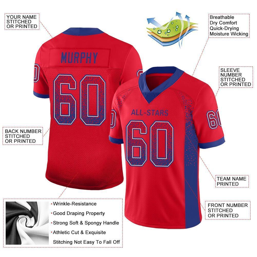 Custom Red Royal-White Drift Fashion Football Jersey view 3