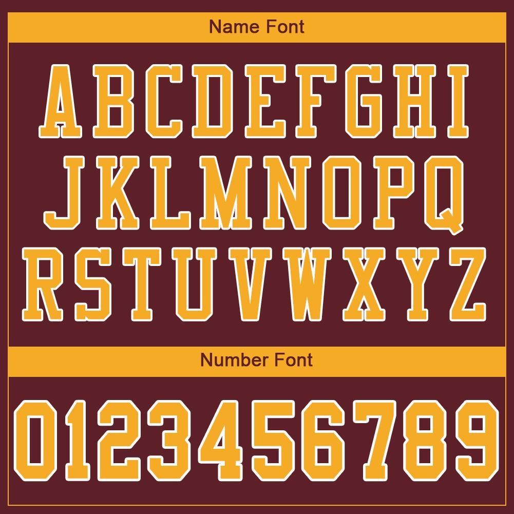 Custom Burgundy Gold-White Mesh Authentic Football Jersey view 5