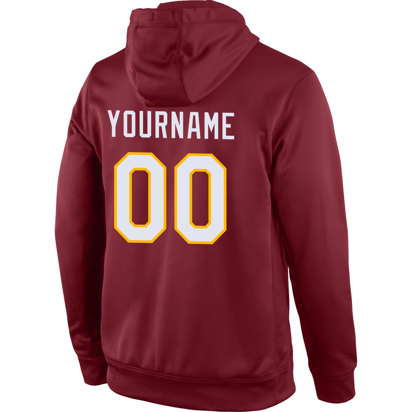 Custom Stitched Burgundy White-Gold Sports Pullover Sweatshirt Hoodie view 3