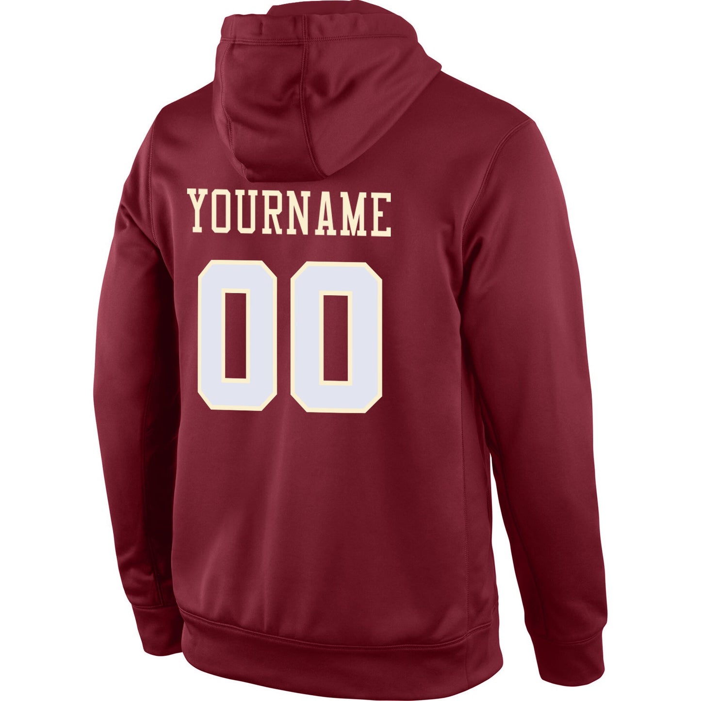 Custom Stitched Burgundy White-Cream Sports Pullover Sweatshirt Hoodie view 3