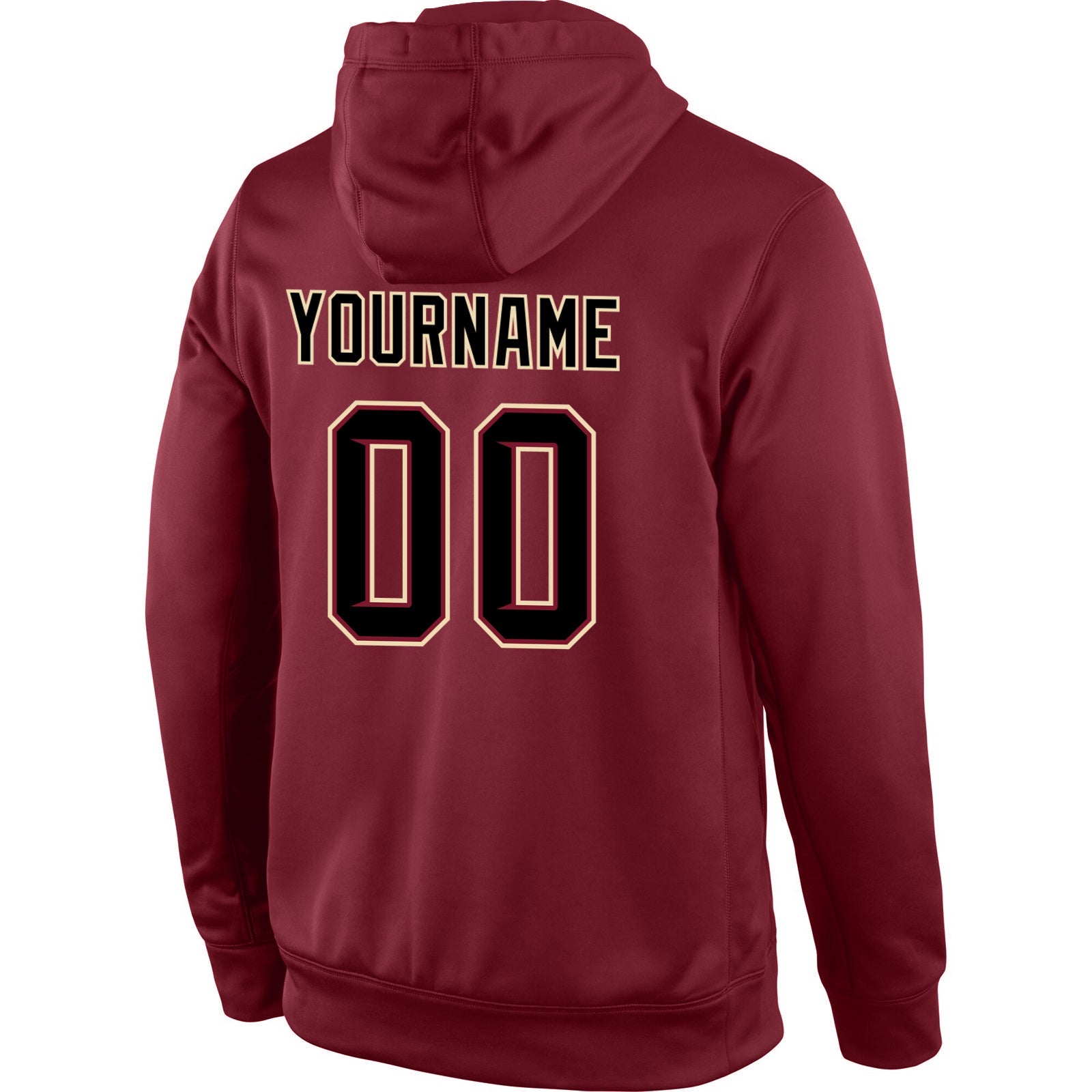 Custom Stitched Burgundy Black-Cream Sports Pullover Sweatshirt Hoodie view 3