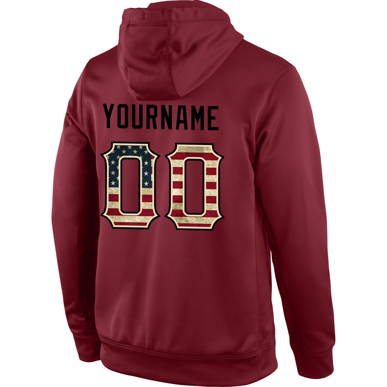 Custom Stitched Burgundy Vintage USA Flag-Cream Sports Pullover Sweatshirt Hoodie view 3