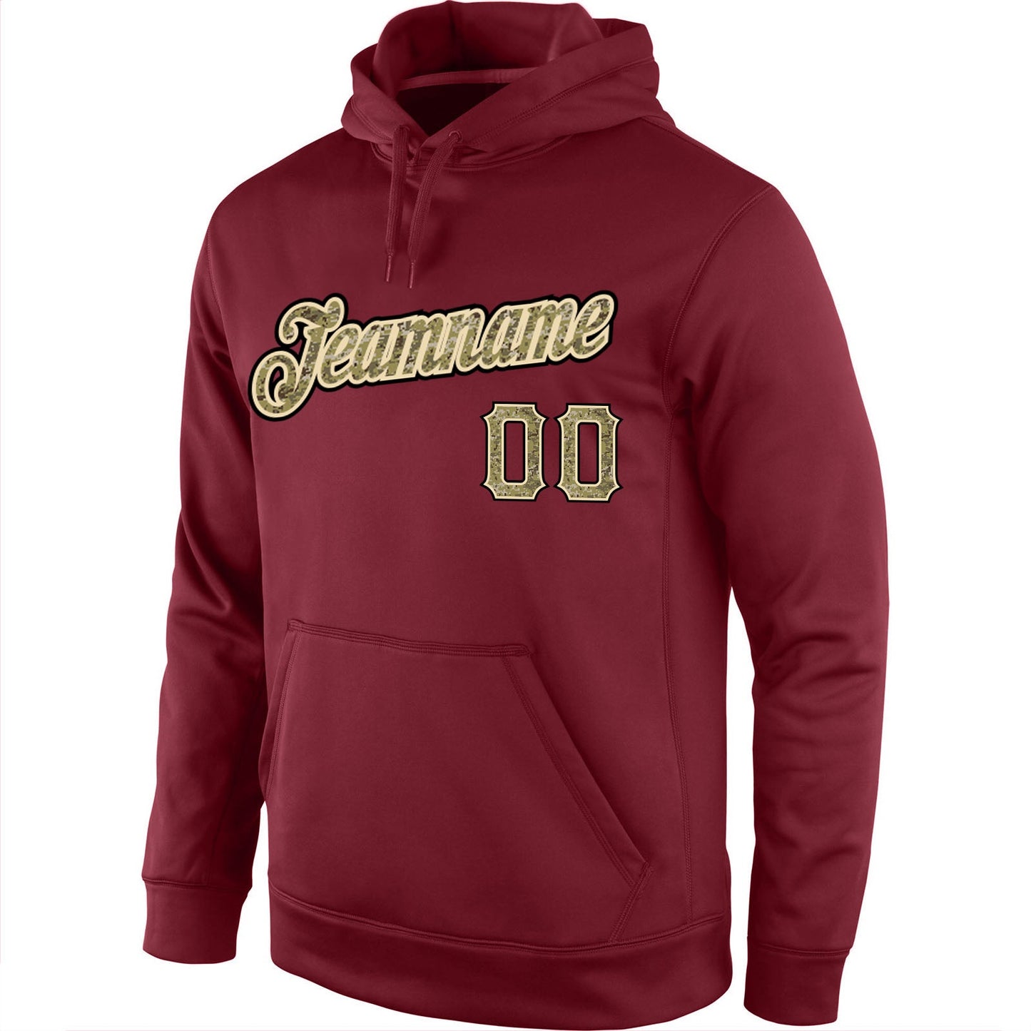 Custom Stitched Burgundy Camo-Black Sports Pullover Sweatshirt Hoodie view 2