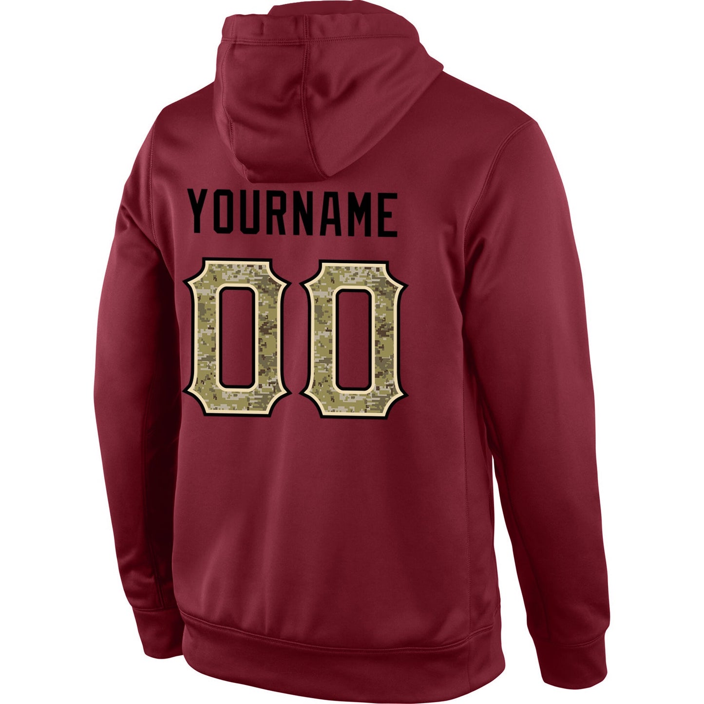 Custom Stitched Burgundy Camo-Black Sports Pullover Sweatshirt Hoodie view 3