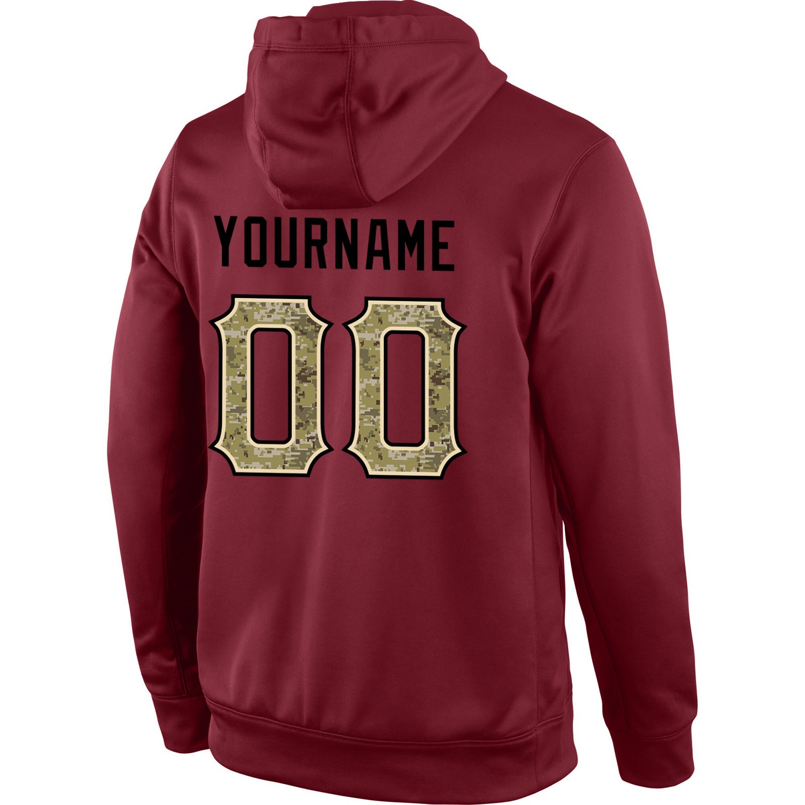 Custom Stitched Burgundy Camo-Black Sports Pullover Sweatshirt Hoodie view 3