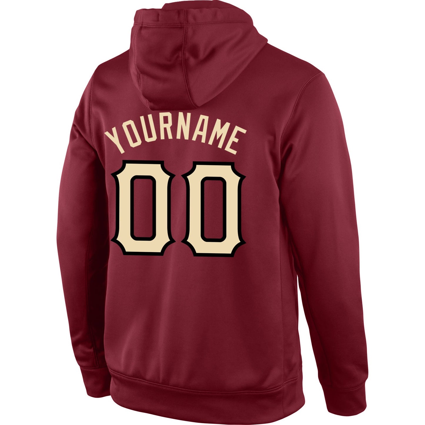 Custom Stitched Burgundy Cream-Black Sports Pullover Sweatshirt Hoodie view 3