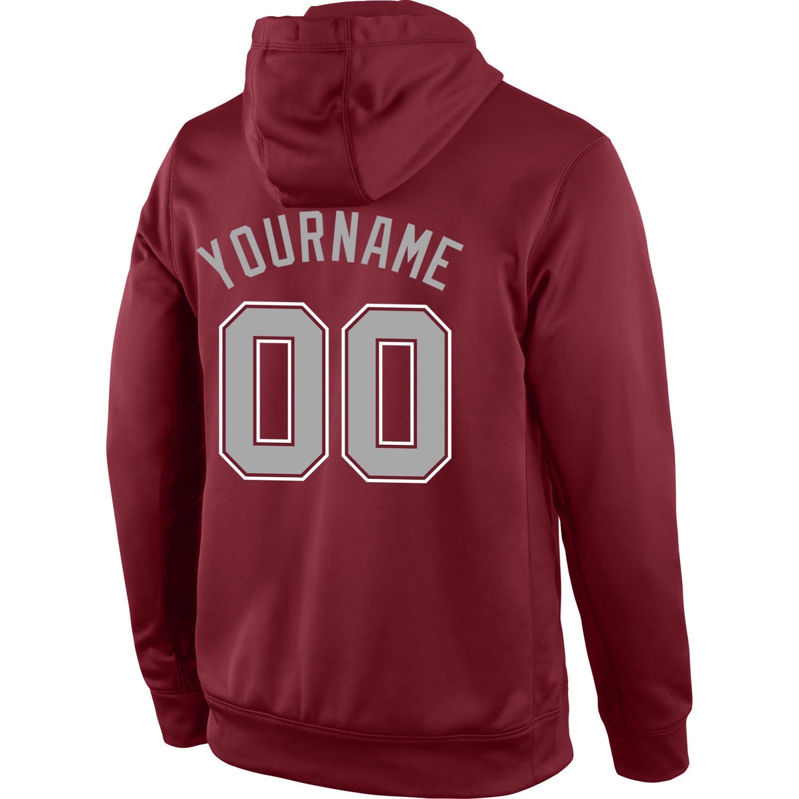 Custom Stitched Burgundy Gray-White Sports Pullover Sweatshirt Hoodie view 3