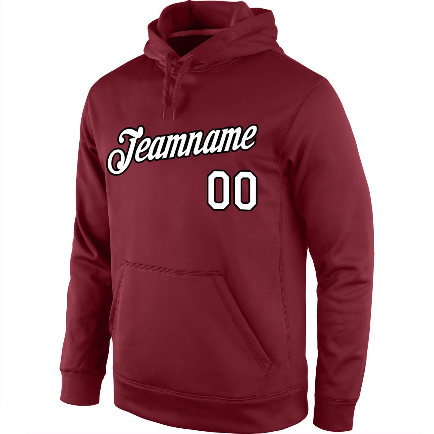 Custom Stitched Burgundy White-Black Sports Pullover Sweatshirt Hoodie view 2