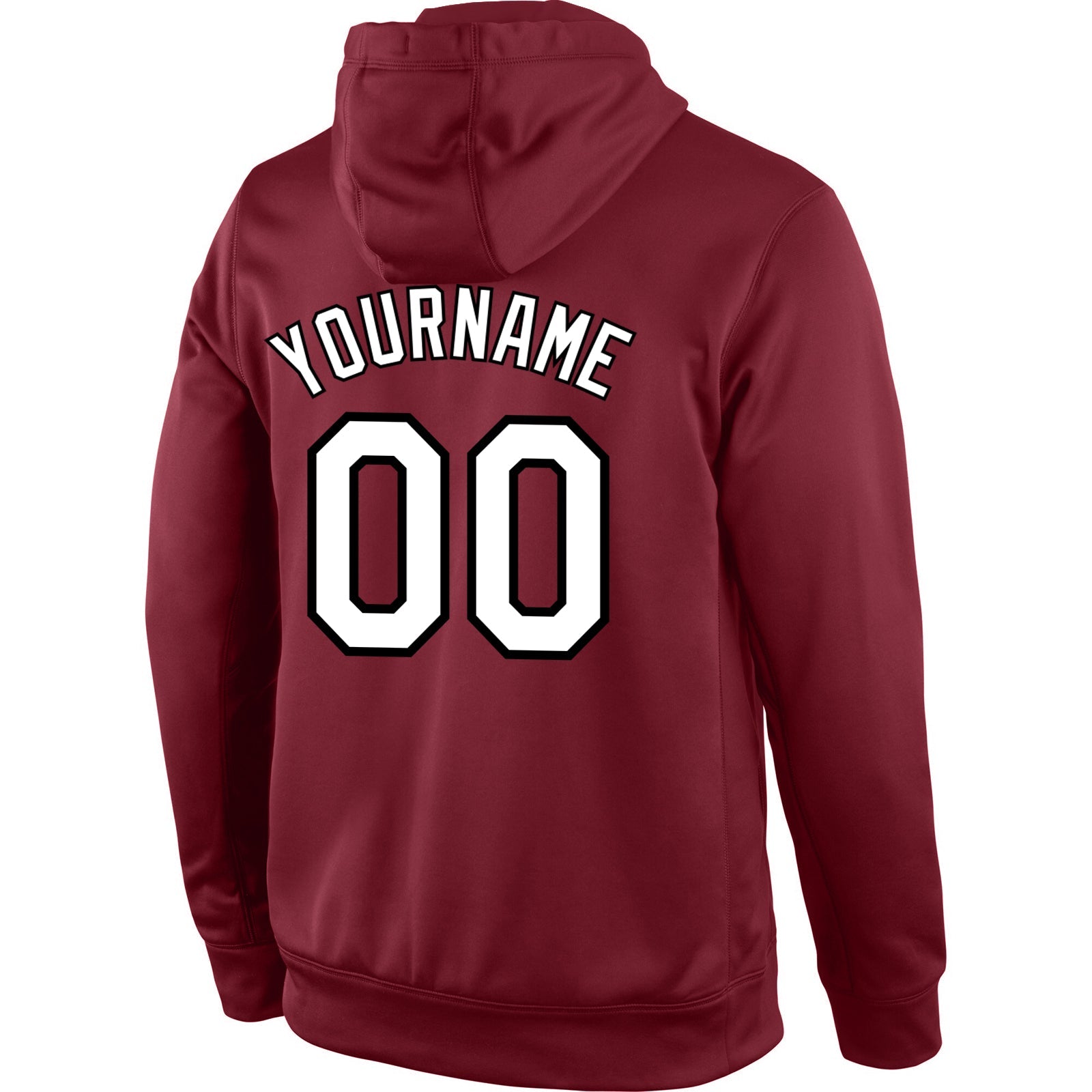 Custom Stitched Burgundy White-Black Sports Pullover Sweatshirt Hoodie view 3
