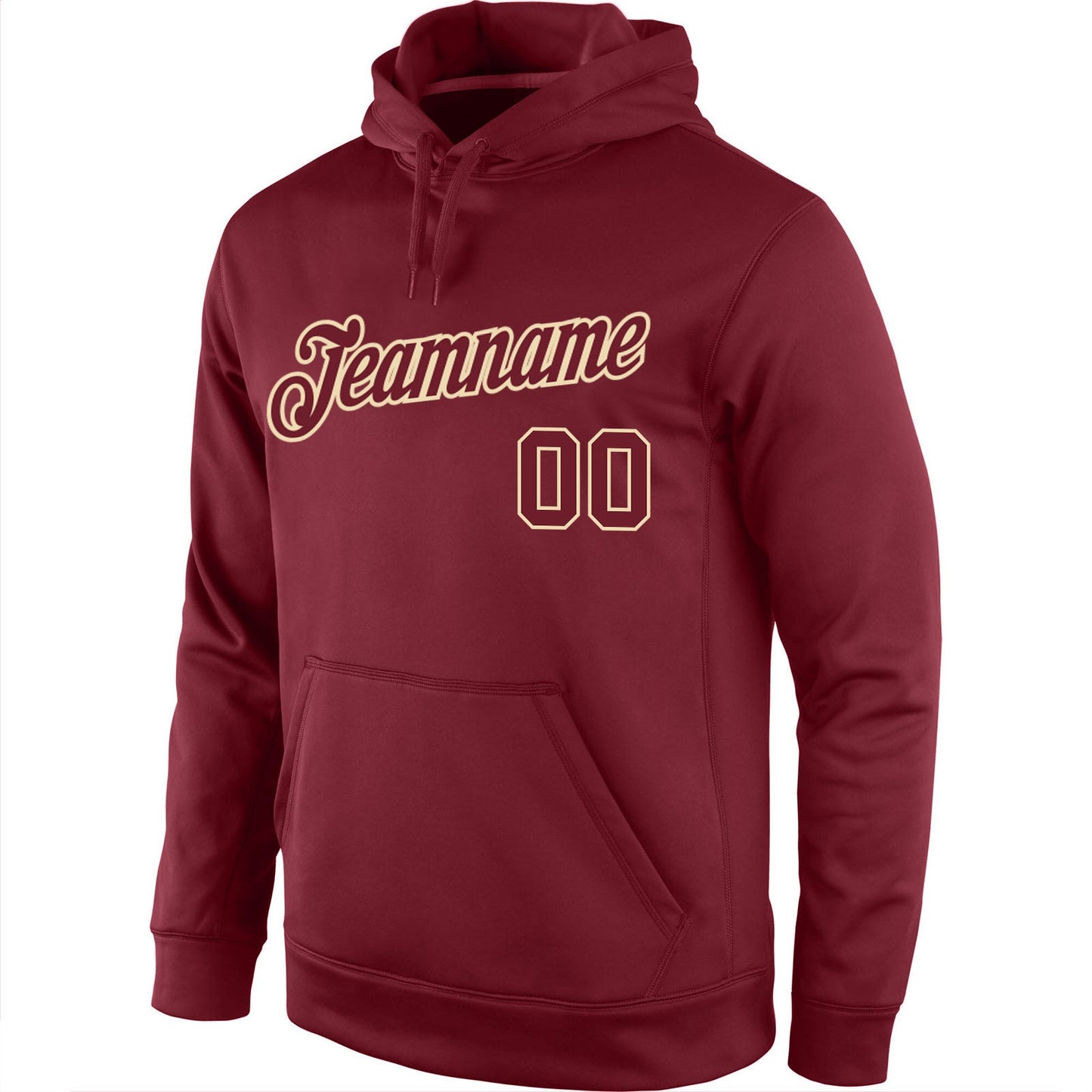Custom Stitched Burgundy Burgundy-Cream Sports Pullover Sweatshirt Hoodie view 2