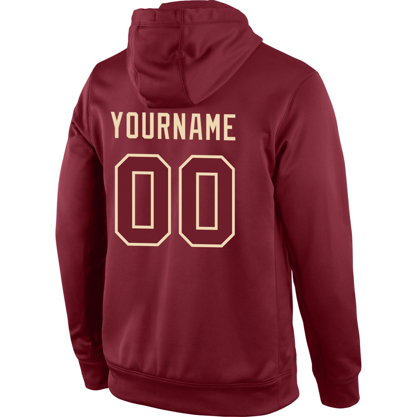 Custom Stitched Burgundy Burgundy-Cream Sports Pullover Sweatshirt Hoodie view 3