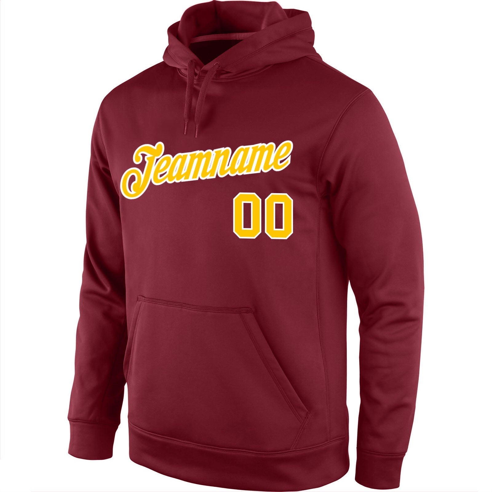 Custom Stitched Burgundy Gold-White Sports Pullover Sweatshirt Hoodie view 2