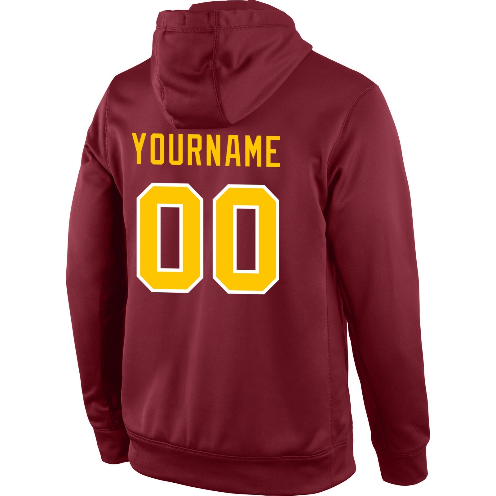 Custom Stitched Burgundy Gold-White Sports Pullover Sweatshirt Hoodie view 3