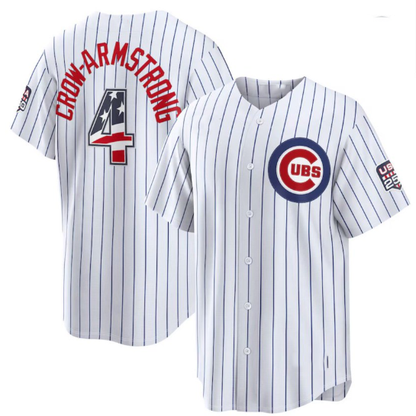 Chicago Cubs #4 Pete Crow-Armstrong USA 250 Fourth of July Home Stadium Jersey - White Tailgate Goods - Main View