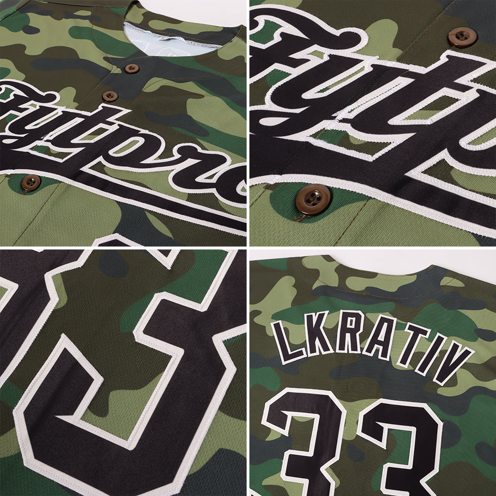 Custom Camo Black-City Cream Authentic Salute To Service Baseball Jersey view 2